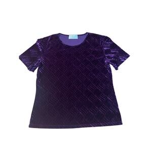Gemili Purple Velvet Textured Short Sleeve Shirt Size Medium Whimsigoth Romamtic